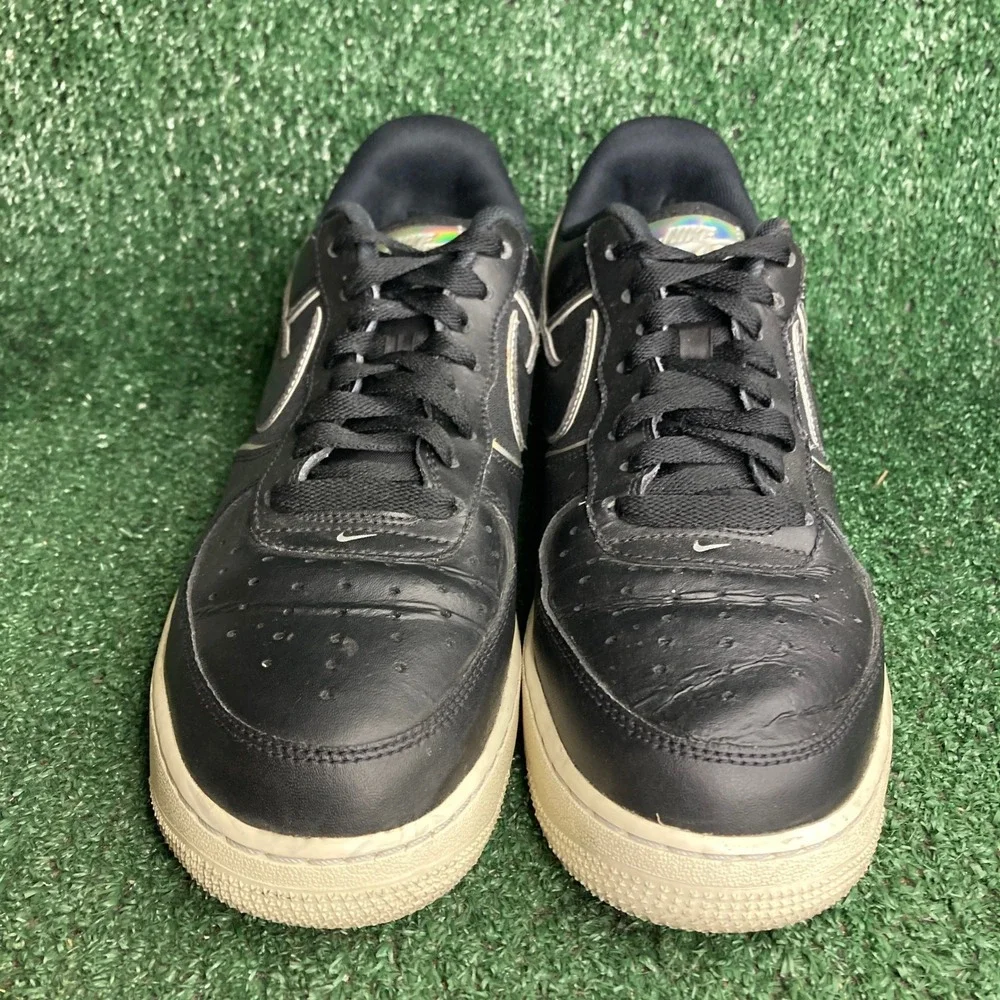 Nike Air Force 1‎ Low LV8 Iridescent Outline Leather Black Sneaker Mens Size 9